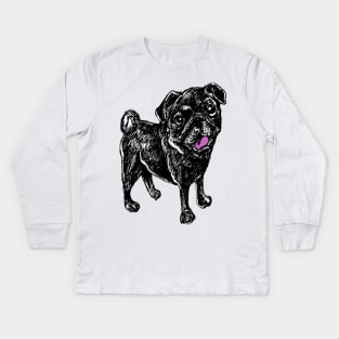 Black Pug Dog of Halloween Kids Long Sleeve T-Shirt